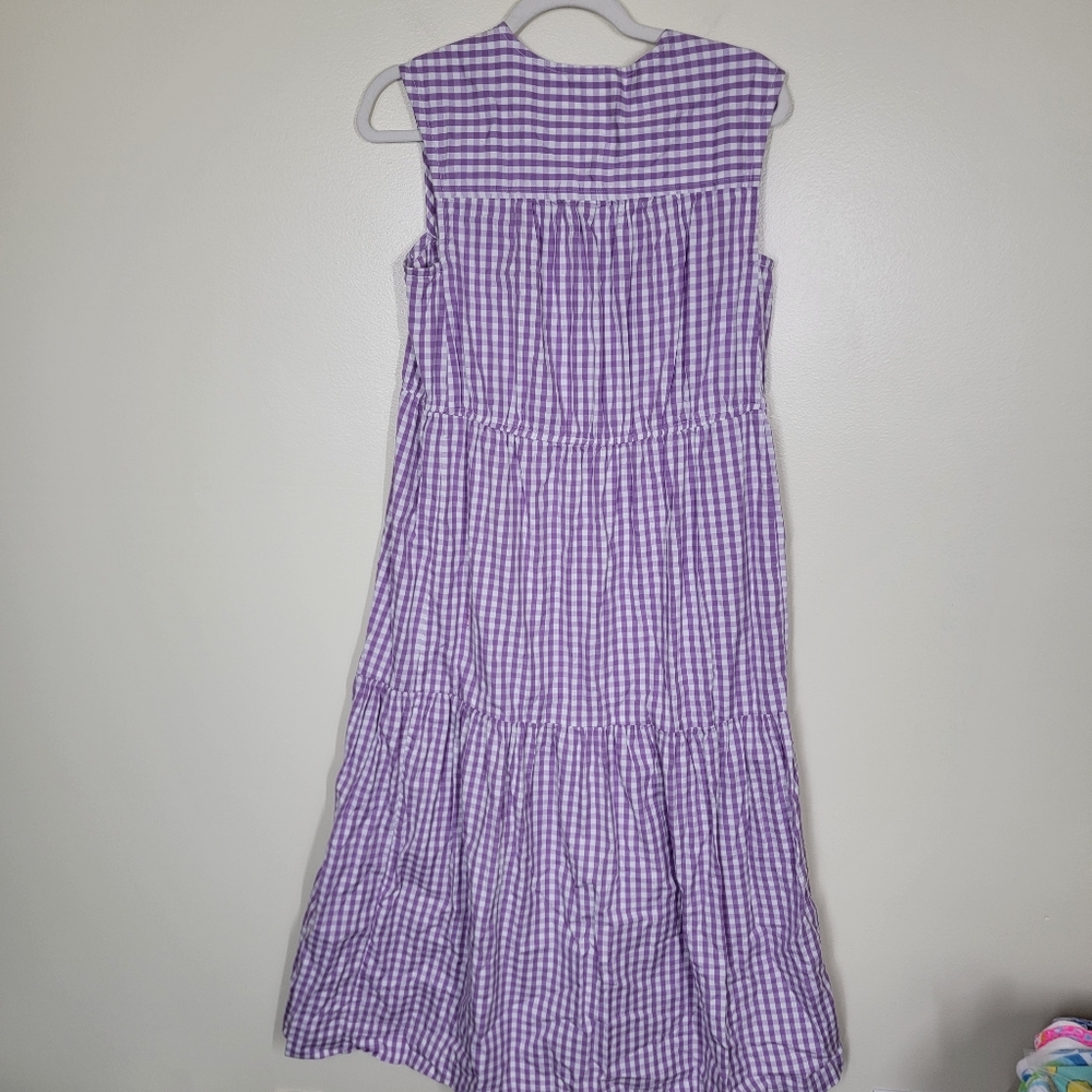Everlane Gingham Checked Purple Cotton Dress Size Extra Small - Picture 6 of 6